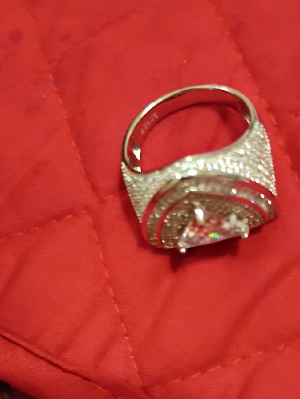 Triangular Halo moissanite Statement Ring - 925 Sterling Silver - Picture 3 of 7